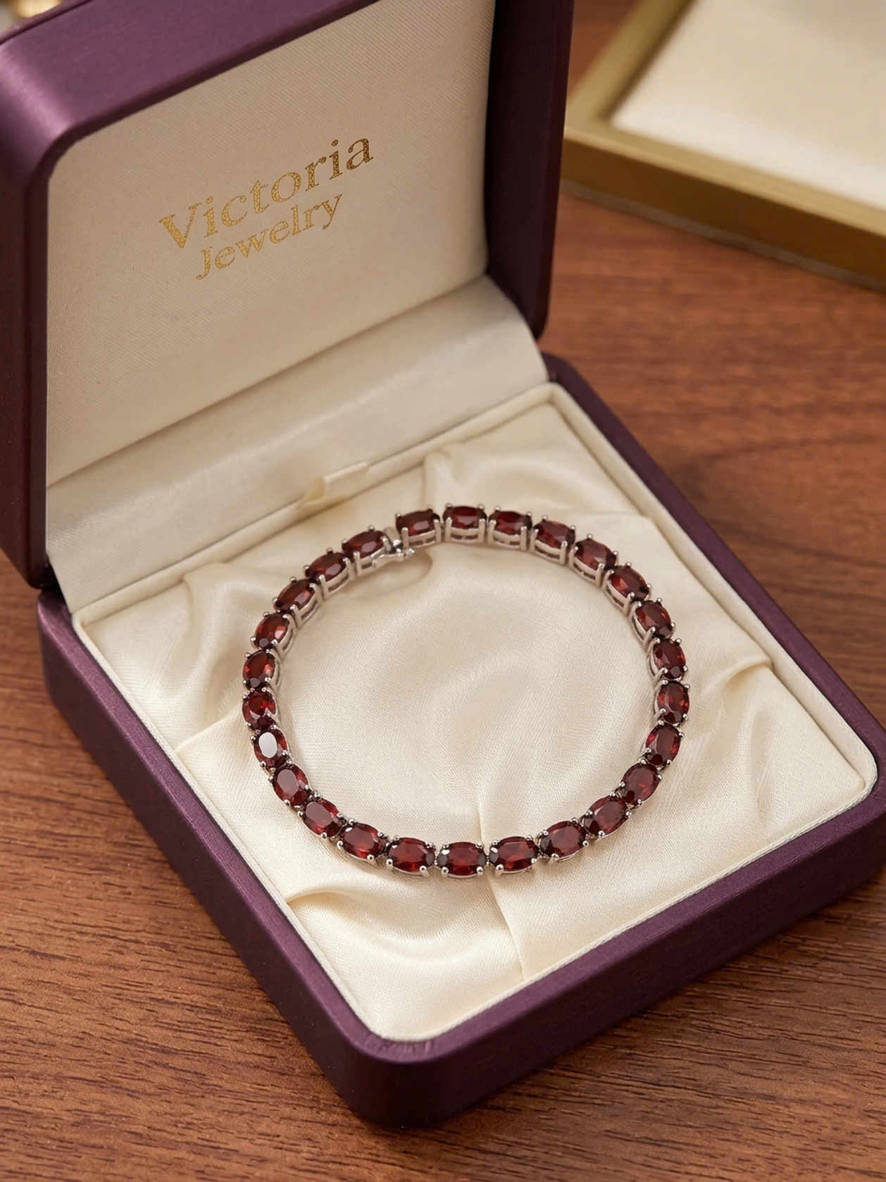 Vòng Tay Tennis Cao Cấp Đá Garnet Đỏ Tự Nhiên